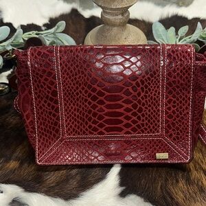NWOT Chic Red leather Snake Print Shoulder Bag by tsd